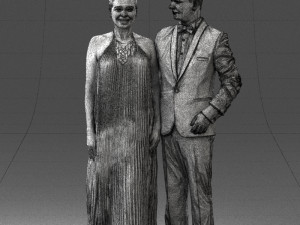 groom in dark suit and the bride 0457 3D Model