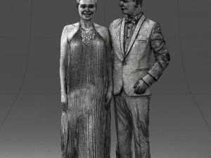 groom in dark suit and the bride 0457 3D Model