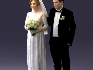 bride with bouquet of flowers 0454 3D Model
