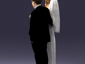 bride with bouquet of flowers 0454 3D Model