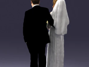 bride with bouquet of flowers 0454 3D Model