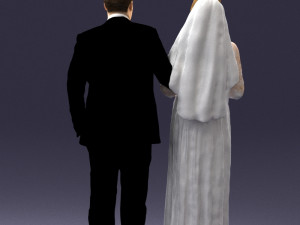 bride with bouquet of flowers 0454 3D Model