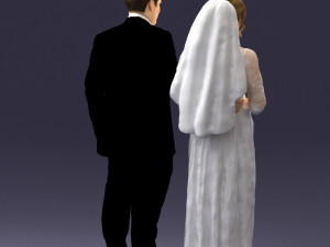 bride with bouquet of flowers 0454 3D Model
