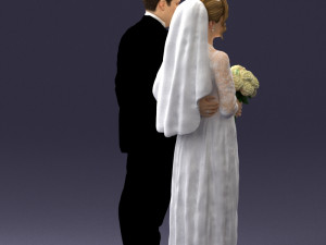 bride with bouquet of flowers 0454 3D Model