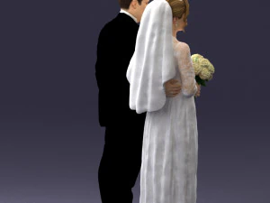 bride with bouquet of flowers 0454 3D Model