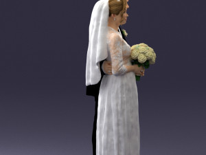 bride with bouquet of flowers 0454 3D Model