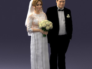 bride with bouquet of flowers 0454 3D Model