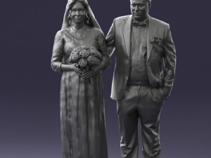 bride with bouquet of flowers 0454 3D Model