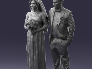 bride with bouquet of flowers 0454 3D Model