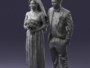 bride with bouquet of flowers 0454 3D Model