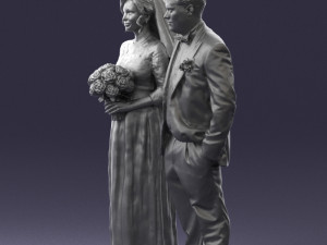 bride with bouquet of flowers 0454 3D Model