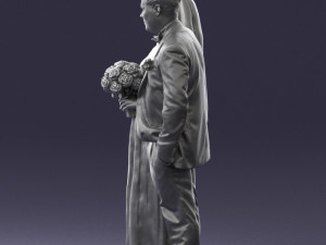 bride with bouquet of flowers 0454 3D Model