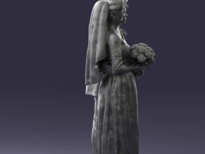 bride with bouquet of flowers 0454 3D Model