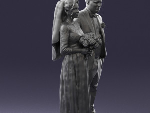 bride with bouquet of flowers 0454 3D Model