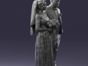 bride with bouquet of flowers 0454 3D Model