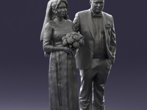 bride with bouquet of flowers 0454 3D Model