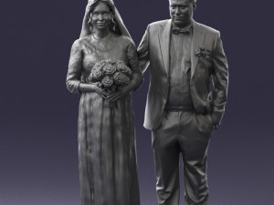 bride with bouquet of flowers 0454 3D Model