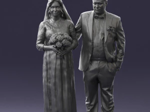bride with bouquet of flowers 0454 3D Model
