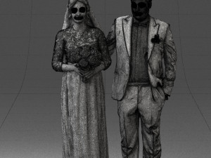 bride with bouquet of flowers 0454 3D Model