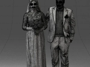 bride with bouquet of flowers 0454 3D Model