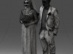 bride with bouquet of flowers 0454 3D Model