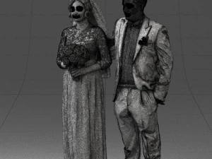 bride with bouquet of flowers 0454 3D Model