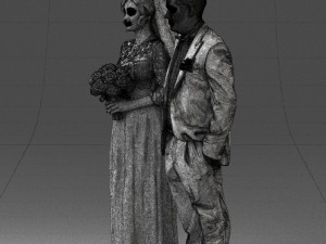 bride with bouquet of flowers 0454 3D Model