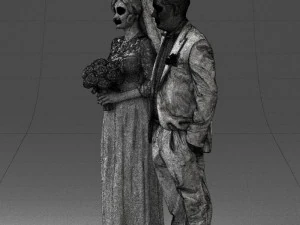 bride with bouquet of flowers 0454 3D Model