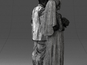 bride with bouquet of flowers 0454 3D Model