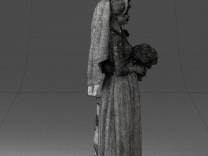 bride with bouquet of flowers 0454 3D Model
