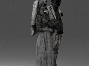 bride with bouquet of flowers 0454 3D Model