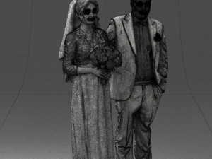 bride with bouquet of flowers 0454 3D Model