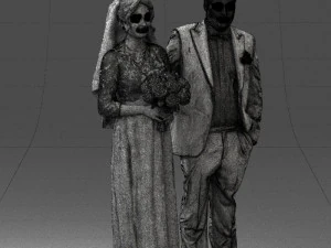 bride with bouquet of flowers 0454 3D Model