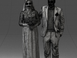 bride with bouquet of flowers 0454 3D Model