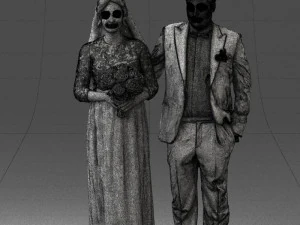 bride with bouquet of flowers 0454 3D Model
