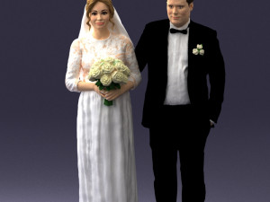 bride with bouquet of flowers 0454 3d print ready 3D 프린트 모델