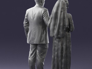 bride with bouquet of flowers 0454 3d print ready Modello di stampa 3D