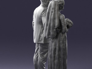 bride with bouquet of flowers 0454 3d print ready Modello di stampa 3D