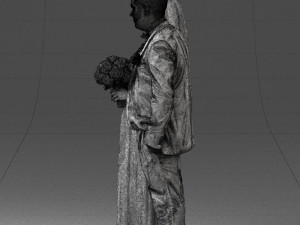 bride with bouquet of flowers 0454 3d print ready Modello di stampa 3D