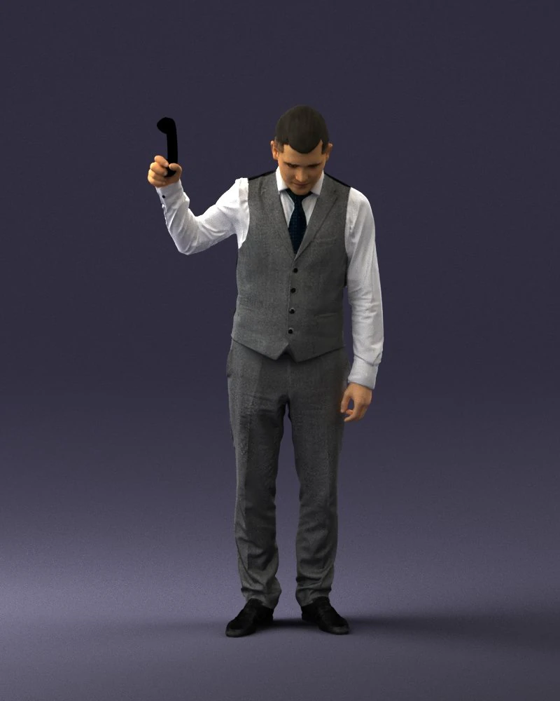 young man in vest and trousers 0455 3D Model .c4d .max .obj .3ds .fbx .stl .blend 