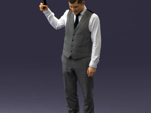 young man in vest and trousers 0455 3D Model