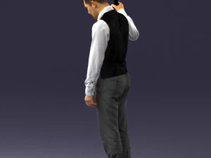 young man in vest and trousers 0455 3D Model