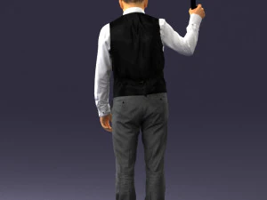 young man in vest and trousers 0455 3D Model