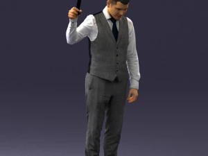 young man in vest and trousers 0455 3D Model