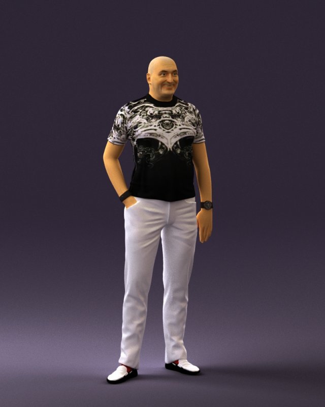 man in black shirt white pants 0452 Modelo 3D .c4d .max .obj .3ds .fbx .stl .blend 
