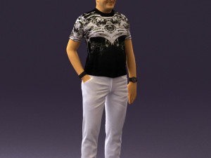 man in black shirt white pants 0452 Modelo 3D
