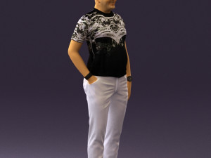 man in black shirt white pants 0452 Modelo 3D