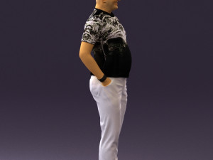 man in black shirt white pants 0452 Modelo 3D