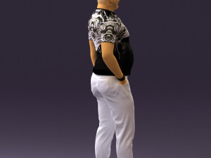 man in black shirt white pants 0452 Modelo 3D