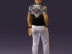 man in black shirt white pants 0452 Modelo 3D